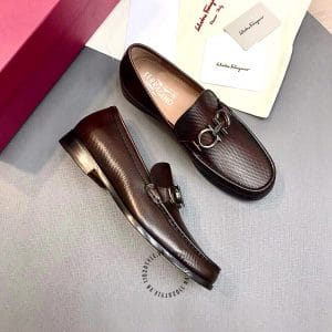 Giày Lười Nam Salvatore Ferragamo màu nâu da sần hàng hiệu - Ảnh 4