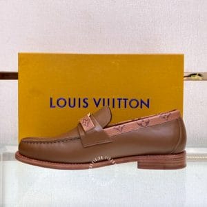 Giày lười nam cao cấp Louis Vuitton màu nâu logo vàng - Ảnh 7