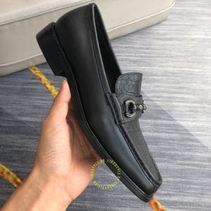 Giày lười Louis Vuitton nam màu đen dập vân cá sấu siêu cấp - Hình ảnh 6
