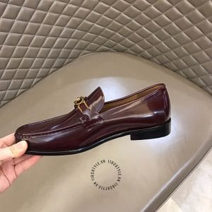 Giày Loafer Salvatore Ferragamo màu đỏ mận da bóng cao cấp - Ảnh 7