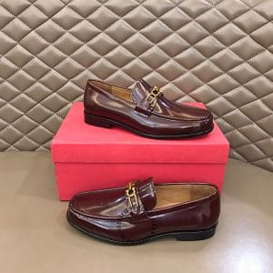 Giày Loafer Salvatore Ferragamo màu đỏ mận da bóng cao cấp - Ảnh 4