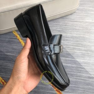 Giày lười nam Louis Vuitton da bò đen trơn phiên bản siêu cấp - Hình ảnh 5