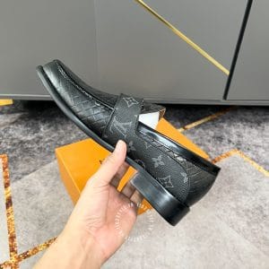 Giày lười nam Louis Vuitton màu đen da bò phiên bản cao cấp - Ảnh 6