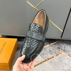 Giày lười nam Louis Vuitton màu đen da bò phiên bản cao cấp - Ảnh 5