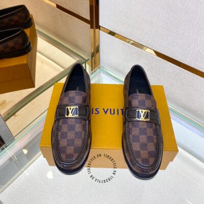 giày lười nam louis vuitton caro nâu