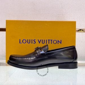 Giày Louis Vuitton nam loafer màu đen trơn logo LV - Hình ảnh 7