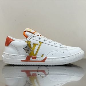 Giày Louis Vuitton sneaker thể thao trắng họa tiết cam - Ảnh 8