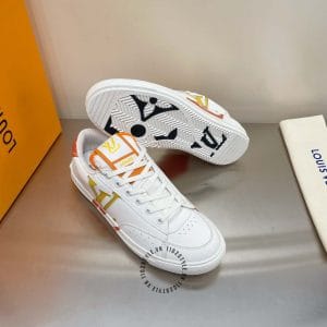 Giày Louis Vuitton sneaker thể thao trắng họa tiết cam - Ảnh 4