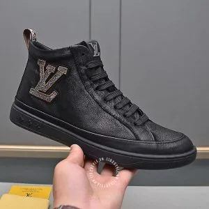 Giày Louis Vuitton Sneaker Boot cổ cao đen phiên bản cao cấp luxury - Ảnh 5