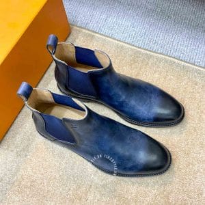 Giày Louis Vuitton cổ cao boot màu xanh đen bo chun - Ảnh 3