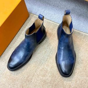 Giày Louis Vuitton cổ cao boot màu xanh đen bo chun - Ảnh 2