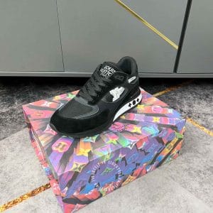 Giày Louis Vuitton Sneaker Runaway đen họa tiết trắng cao cấp - Hình ảnh 4