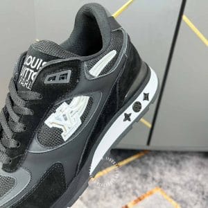Giày Louis Vuitton Sneaker Runaway đen họa tiết trắng cao cấp - Hình ảnh 7