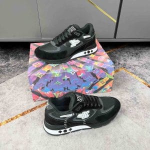 Giày Louis Vuitton Sneaker Runaway đen họa tiết trắng cao cấp - Hình ảnh 3