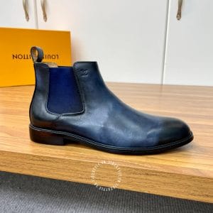 Giày Louis Vuitton cổ cao boot màu xanh đen bo chun - Ảnh 6