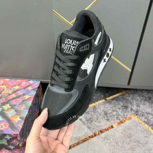 Giày Louis Vuitton Sneaker Runaway đen họa tiết trắng cao cấp - Hình ảnh 5