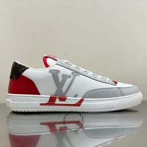 Giày Louis Vuitton sneaker thể thao trắng phối màu đỏ họa tiết ghi - Ảnh 8