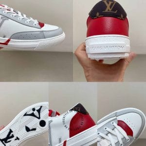 Giày Louis Vuitton sneaker thể thao trắng phối màu đỏ họa tiết ghi - Ảnh 9