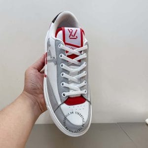 Giày Louis Vuitton sneaker thể thao trắng phối màu đỏ họa tiết ghi - Ảnh 6