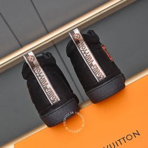 Giày Louis Vuitton Sneaker cổ cao Boot đen logo cam vuông cao cấp - Ảnh 5