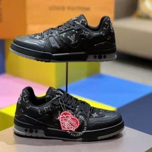Giày Louis Vuitton Sneaker Trainer đen họa tiết monogram siêu hot - Ảnh 3