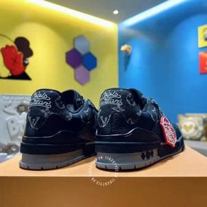 Giày Louis Vuitton Sneaker Trainer đen họa tiết monogram siêu hot - Ảnh 4