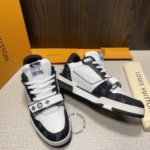 Giày LV Sneakers kiểu dáng cô cao thể thao trắng họa tiết monogram cao cấp - Ảnh 2