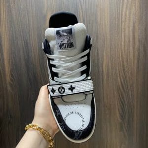 Giày LV Sneakers kiểu dáng cô cao thể thao trắng họa tiết monogram cao cấp - Ảnh 5