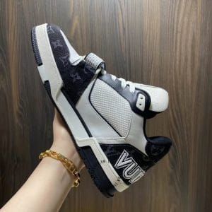 Giày LV Sneakers kiểu dáng cô cao thể thao trắng họa tiết monogram cao cấp - Ảnh 6