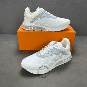 Giày Louis Vuitton Sneaker Run Away trắng - ghi họa tiết nổi cao cấp - Ảnh 3