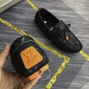 Giày Louis Vuitton Moca đen họa tiết xám cao cấp - Hình ảnh 8