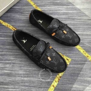 Giày Louis Vuitton Moca đen họa tiết xám cao cấp - Hình ảnh 2