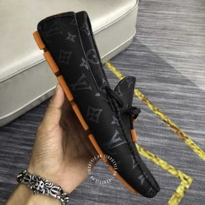 Giày Louis Vuitton Moca đen họa tiết xám cao cấp - Hình ảnh 4