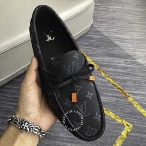 Giày Louis Vuitton Moca đen họa tiết xám cao cấp - Hình ảnh 5