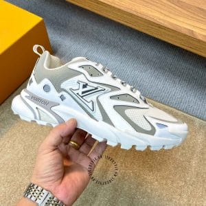 Giày Louis Vuitton Sneaker Tranier trắng phối xám phiên bản luxury - Ảnh 5