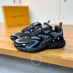 Giày Louis Vuitton Sneaker Tranier cổ cao đen họa tiết có dạ quang cao cấp - Ảnh 2