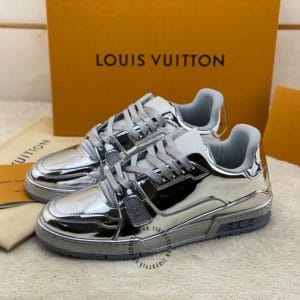 Giày LV Sneakers màu bạc tráng gương replica 1:1 - Ảnh 3