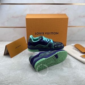Giày LV Sneakers Sneaker phối màu xanh lam hàng hiệu Luxury - Ảnh 8