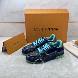 Giày LV Sneakers Sneaker phối màu xanh lam hàng hiệu Luxury - Ảnh 5