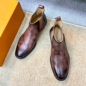 Giày Louis Vuitton cổ cao màu nâu đỏ cao cấp - Ảnh 4