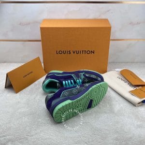 Giày LV Sneakers Sneaker phối màu xanh lam hàng hiệu Luxury - Ảnh 9
