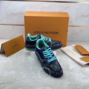 Giày LV Sneakers Sneaker phối màu xanh lam hàng hiệu Luxury - Ảnh 4