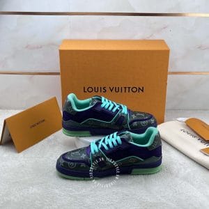 Giày LV Sneakers Sneaker phối màu xanh lam hàng hiệu Luxury - Ảnh 3