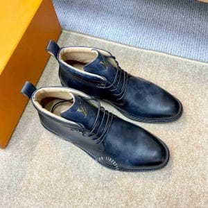 Giày Louis Vuitton cổ cao boot nam da bò màu xanh độc đáo - Ảnh 3