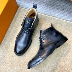 Giày Louis Vuitton cổ cao boot nam da bò màu xanh độc đáo - Ảnh 4