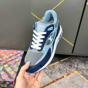 Giày LV Sneakers kiểu dáng thể thao da lộn màu xanh nổi bật - Ảnh 5