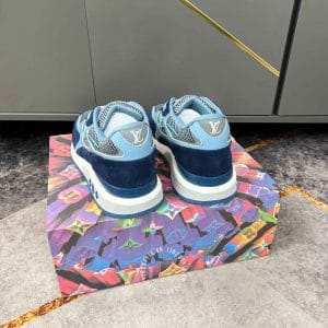 Giày LV Sneakers kiểu dáng thể thao da lộn màu xanh nổi bật - Ảnh 7