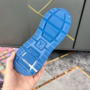 Giày LV Sneakers kiểu dáng thể thao da lộn màu xanh nổi bật - Ảnh 8