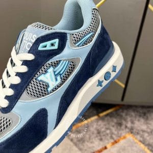 Giày LV Sneakers kiểu dáng thể thao da lộn màu xanh nổi bật - Ảnh 6