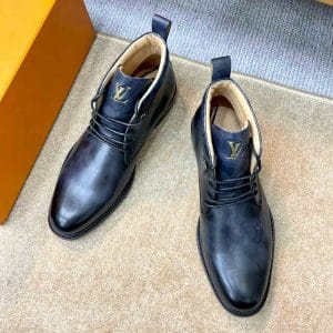 Giày Louis Vuitton cổ cao boot nam da bò màu xanh độc đáo - Ảnh 2